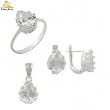 Gümüş zirkon taşlı set